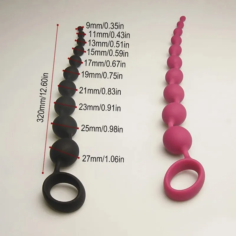 Silicone Anal Beads Sex Toys 10 Increasing Size Balls Anus Butt Plug Analplug Buttplug Butplug With Easy Pull Loop Handle — image 6
