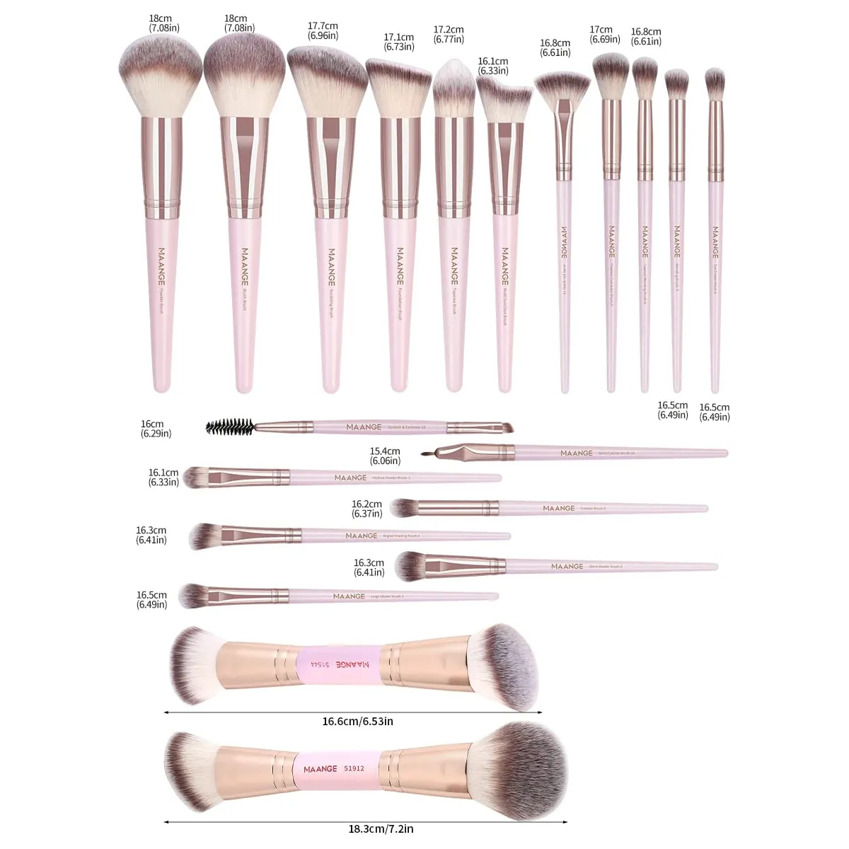20pcs Professional Makeup Brush Set with Storage Bag Foundation Brush Powder Brush Eyeshadow Brush Basic Makeup Brushes — image 6