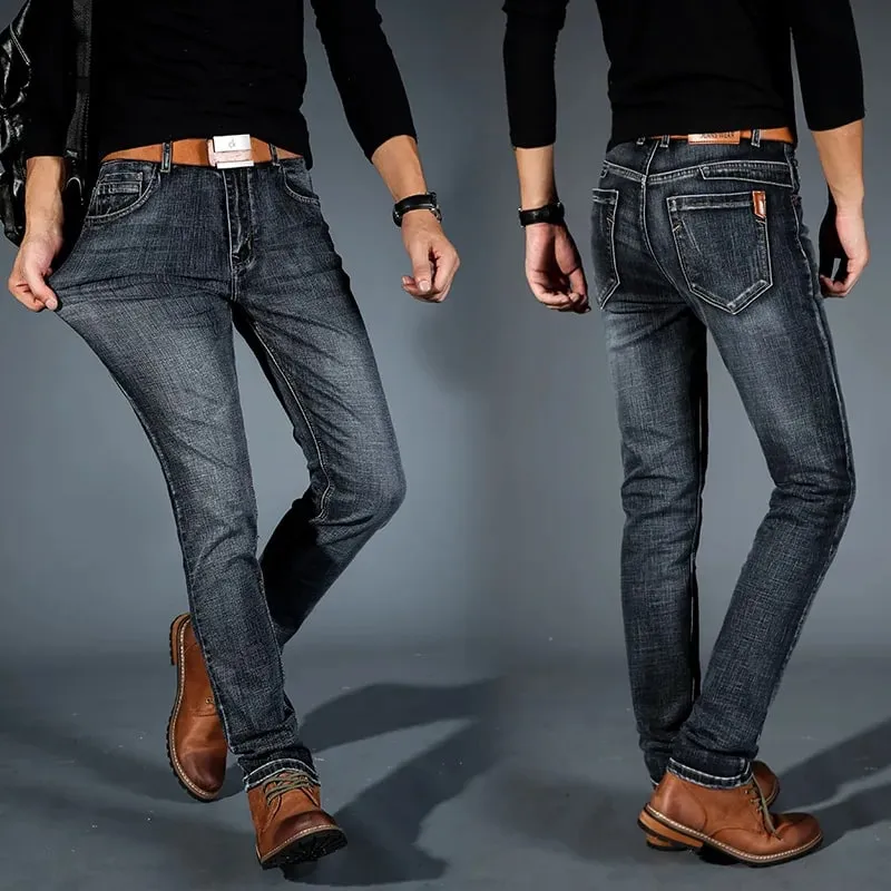2026 Men NEW Men's Fashion Business Jeans Classic Style Casual Stretch Slim Jean Pants Male Brand Denim Trousers Black Blue Mens — image 7
