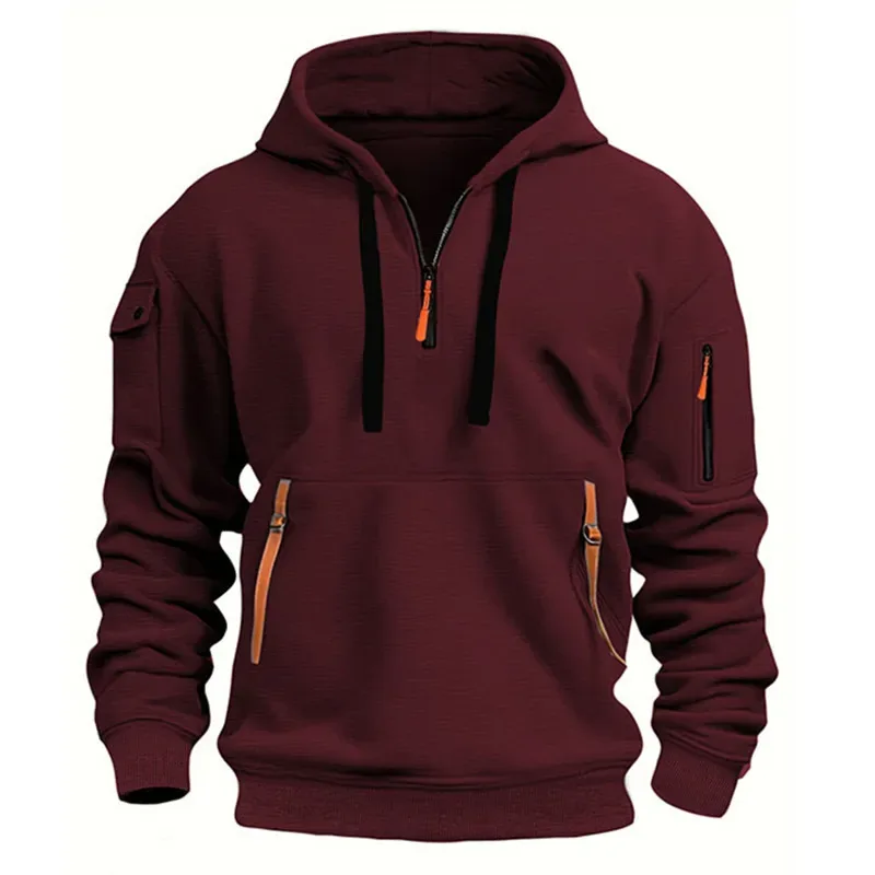 Moletom com capuz masculino com vários bolsos, zíper casual, esportivo, masculino/feminino, plus size, pulôver solto, moda, moletom de manga comprida — image 7