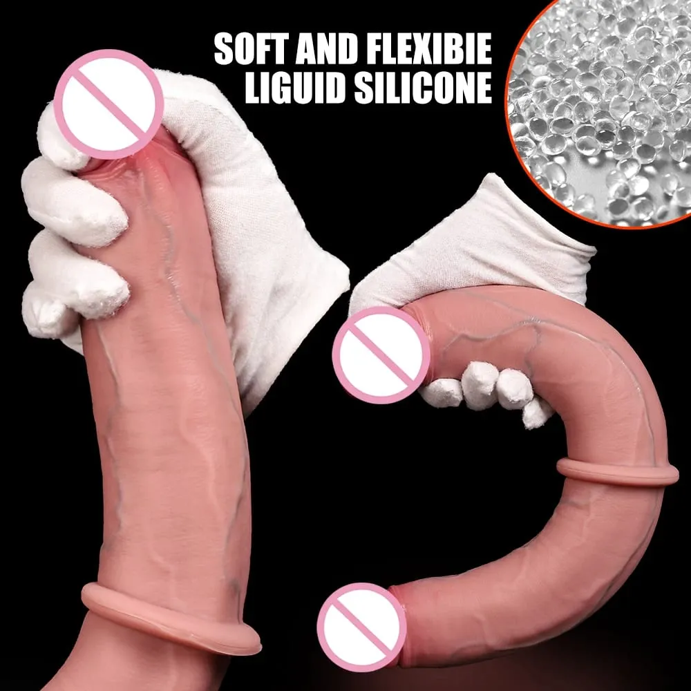 Vibrador de ponta dupla realista, dupla face, grande, longo e grosso, com veias, vaginal, anal, enorme, pênis adulto, brinquedos sexuais para lésbicas — image 5