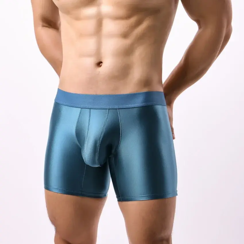 Roupa interior dos homens boxers sólido u bolsa calcinha para homem estendido perna boxer shorts homme cintura média esportes cuecas masculinas M-XXL — image 10