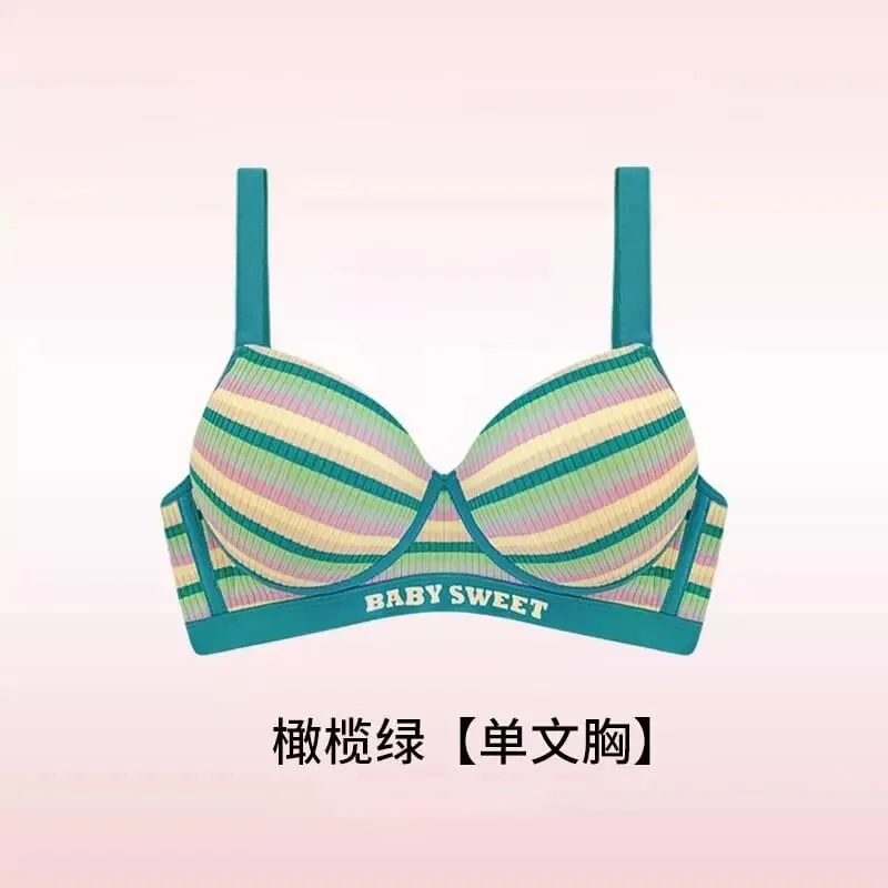 Seamless Bra Set for Women Rainbow Striped Shaping Bralette Lifting & Anti-Sagging Lingerie Small Bust Fit S-XL — image 9