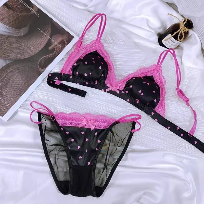 French Style Bralette No Underwire Sexy Lace Trim Small Cup Lingerie Cute 3-Piece Bra Set with Comfort Cup Shape Design S-xl — image 5