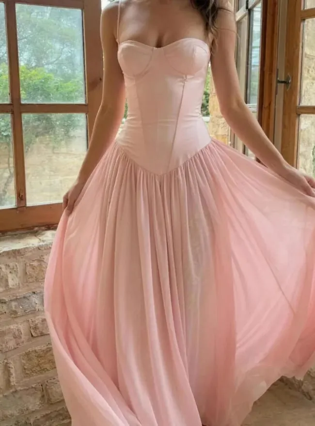 Women's Sweet Off Shoulder Maxi Dress Casual Simple Slim Fit Vest Ruffled Vistidos 2026 Luxury Back Lace Up Shaping Party Gown — image 2