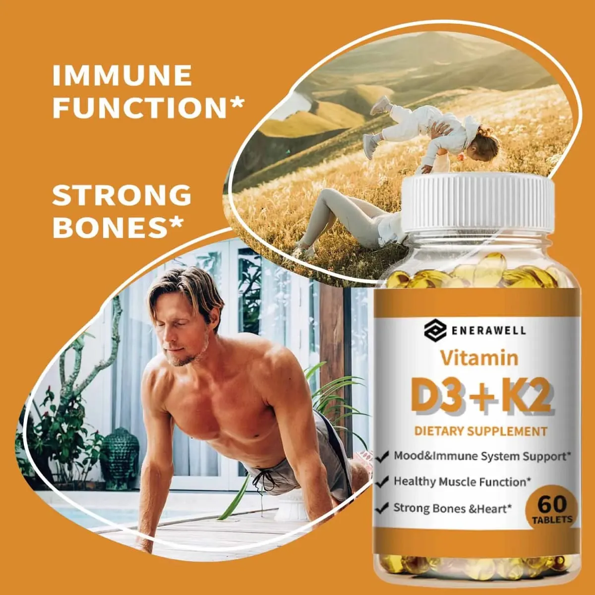 Vitamin D3 K2 Capsule - 20 000 IU Vitamin D3 Supports Bone & Teeth Health Calcium Metabolism Daily Body Wellness Supplement — image 6