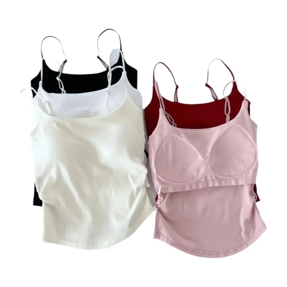 Simple Sleeveless Suspender Vest Slim Underwear Fitted Tops With Padded Cups Camisole Sports Activities — image 2