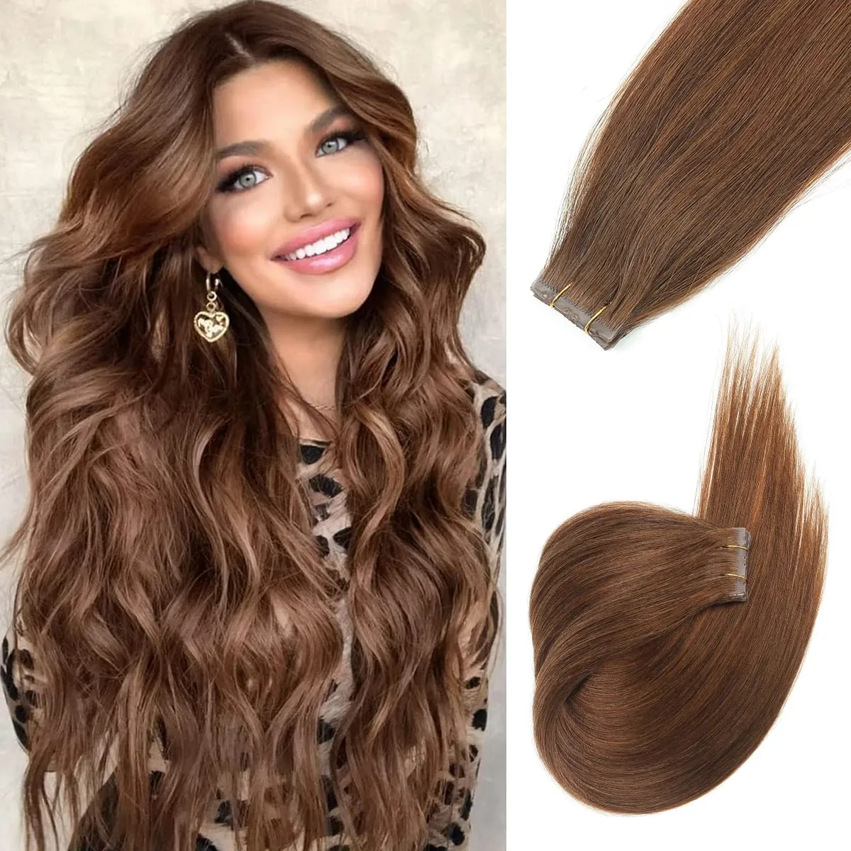 Butterfly Weft Hair Extensions Human Hair Glue-Free Double Invisible Weft with Micro Beads Natural Volume and Length 12-24Inches