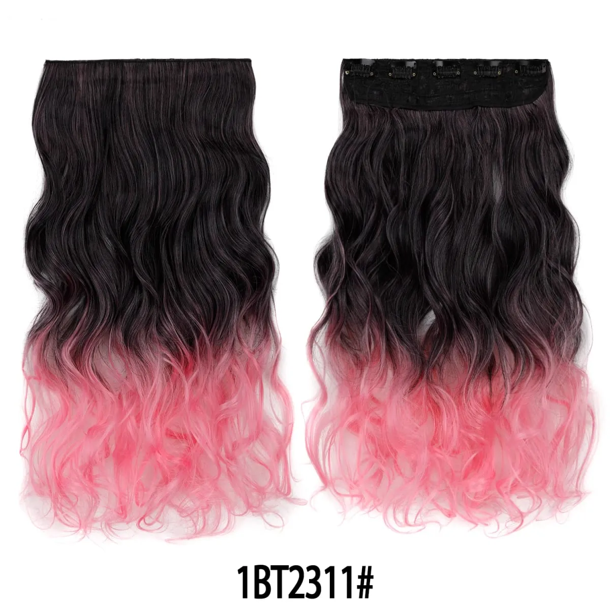 Jeedou uma peça 5 clipes ondulado ombre clipe em extensões de cabelo longo onda de água cabelo encaracolado sintético pedaço arco-íris colorido cabelo — image 11