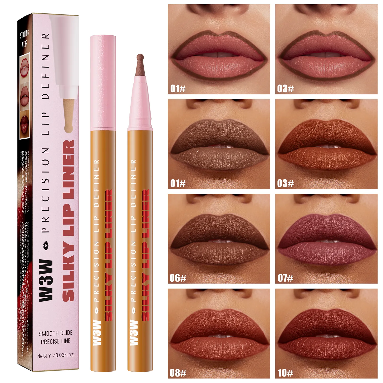 Longwear Liquid Lip Liner, wasserfest, 24 Stunden lang anhaltend, Lipliner, Fleckenmarkierungsstift, 2-in-1, matt, semi-permanent, Lipliner