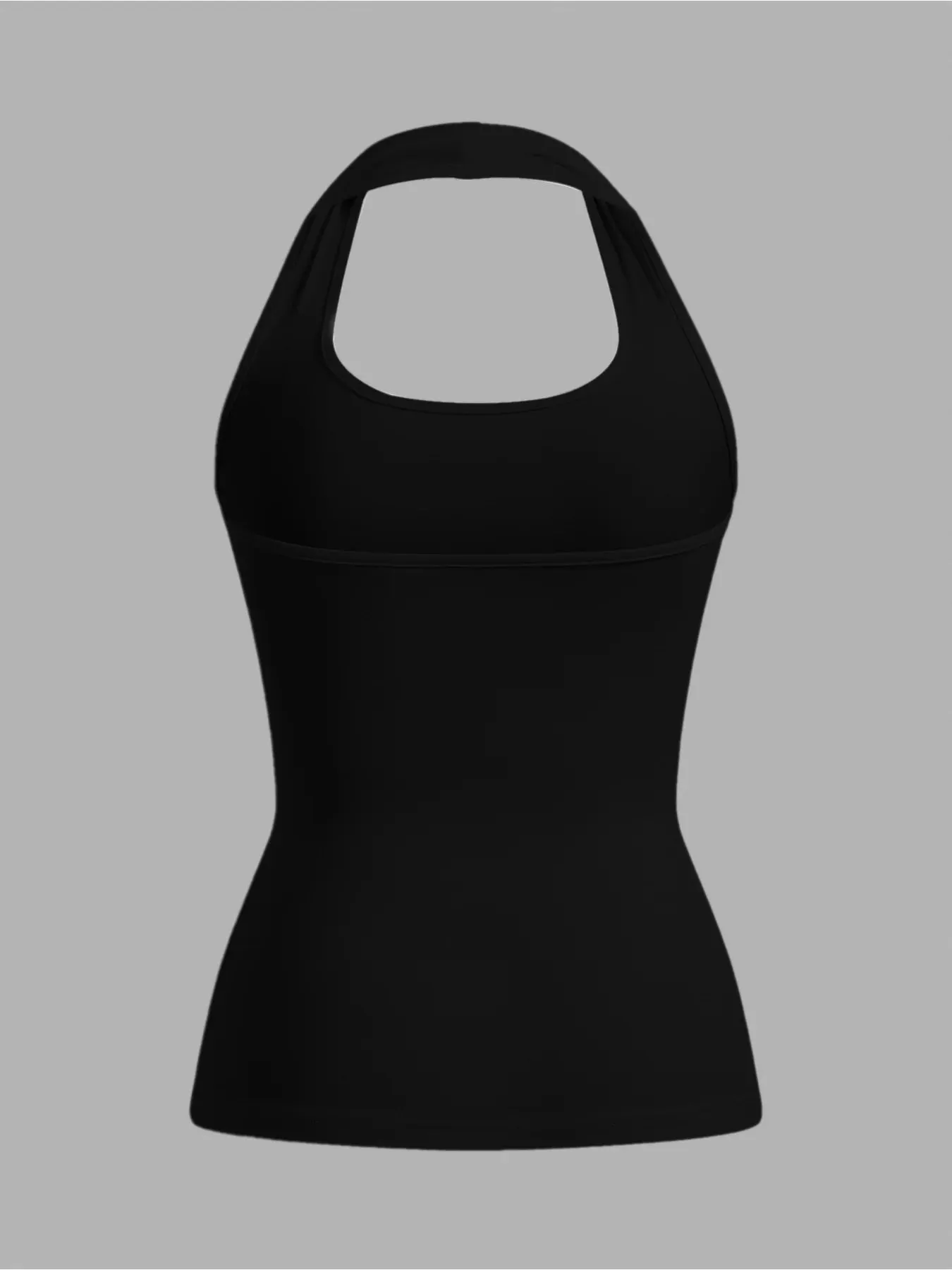 2026 Comfortable Casual Square Neck Sleeveless Hanging Neck Solid Color Backless Waist Cinched Comfortable Vest to — image 3