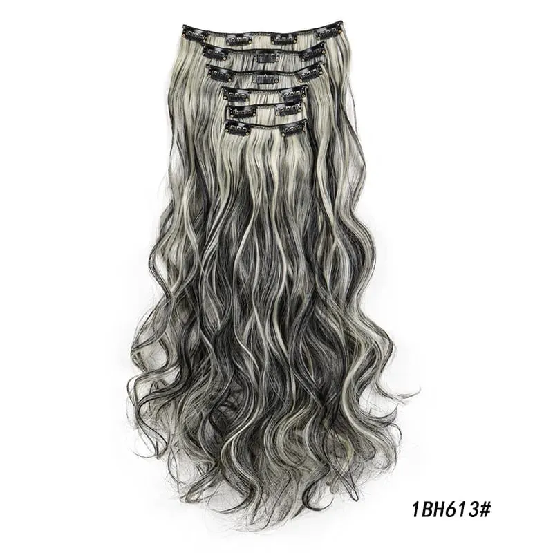 Synthetic Long Curly 16 Clips Hair Extension Heat Resistant Fiber Black Brown Hairpiece for Women Cosplay Wig Halloween Wig Part — image 11