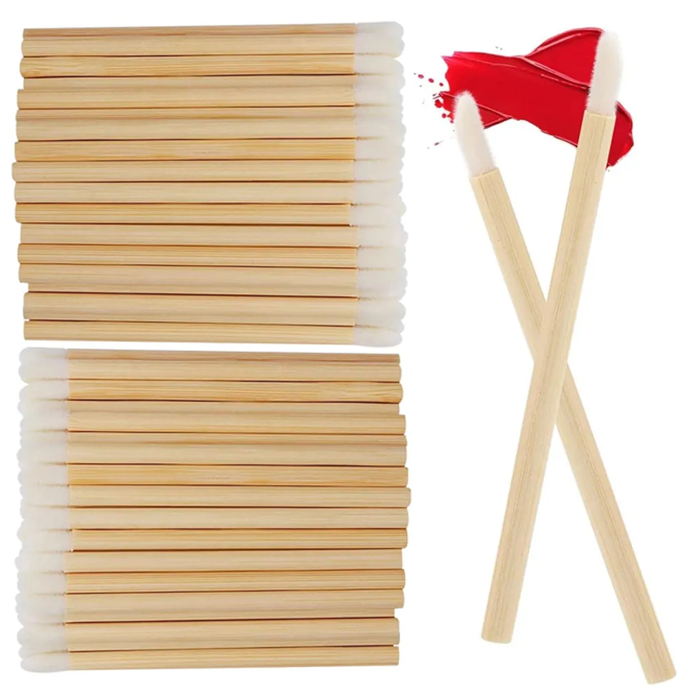 50/100pcs Lip Wands Applicators Bamboo Handle Lipstick Brush Gloss Wand Makeup Brushes For Eyelashes Extension Beauty Tool — image 2