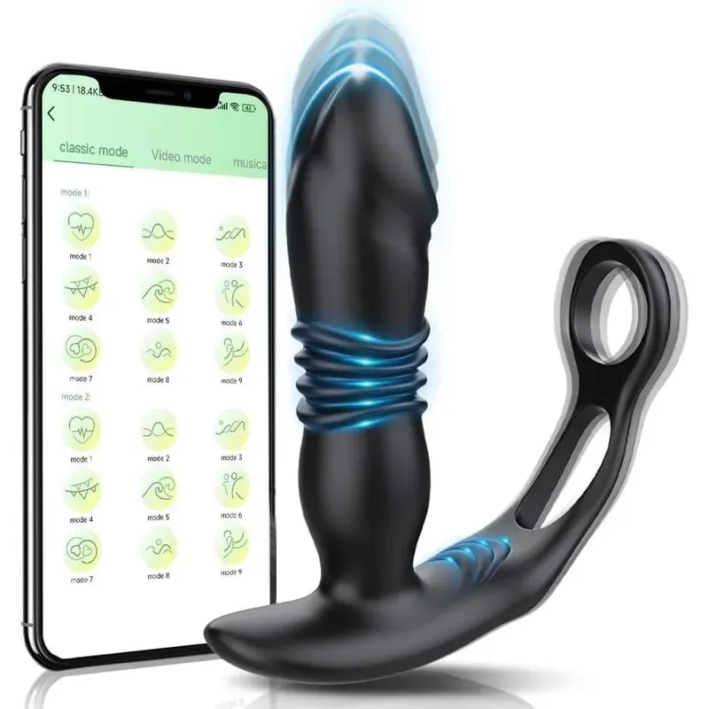 Remote Control Anal Plug Vibrator Telescopic Dildo Butt Plug Stimulator Masturbation Penetration Vagina Anal Vibrating Men Women
