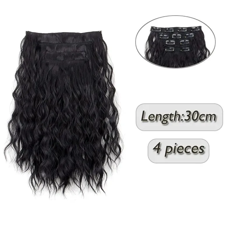 4 Pieces/Set Synthetic Clip In Hair Extensions Short Water Ripple Hair Pieces Soft Fluffy Curly Wig Fashion Hair Accessories — image 10