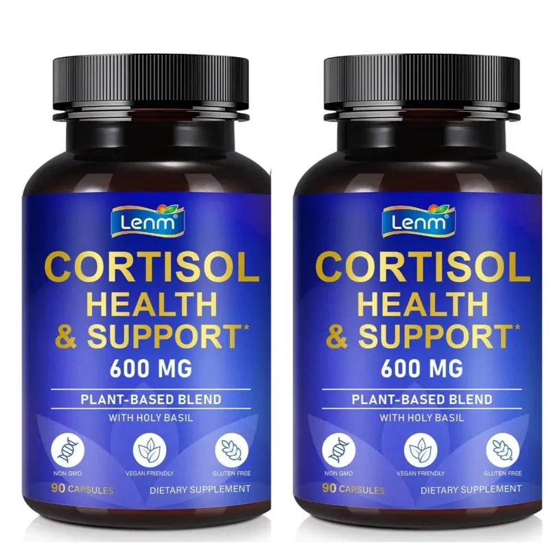 Lenm Cortisol Cápsulas de Suporte à Saúde Ashwagandha Rhodiola Holy Basil L-Theanine Para Equilíbrio do Estresse e Relaxamento Adulto 90 Contagem — image 8