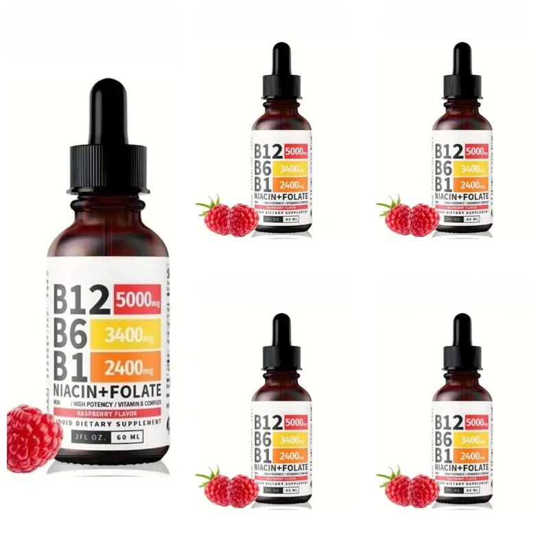 Bitamina B12 Liquid Drops 60ml Raspberry Flavor na may Vitamin B6+B1 Etc Multivitamin Support Energy Recovery at Brain Heart Health — image 11