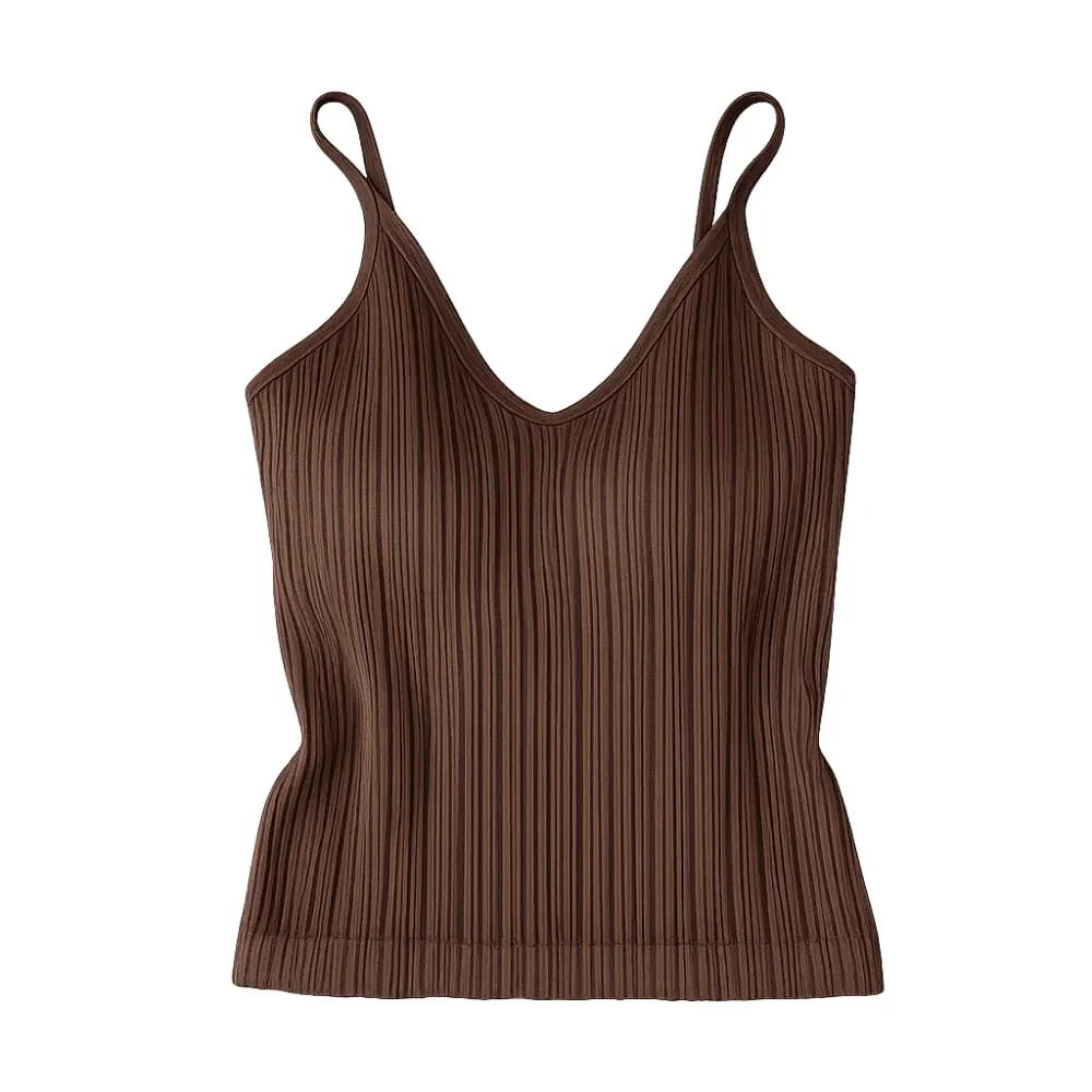 New V-neck Camisole Top Sleeveless Inside Wear Halter Undershirt One-piece Cup French Style Lingerie Summer