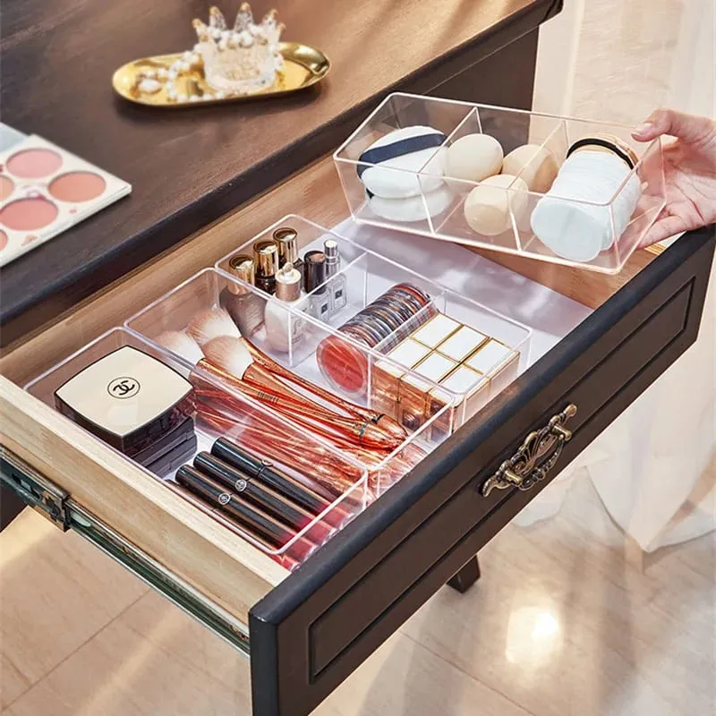 Acrylic Cosmetics Storage Box for Lipstick Makeup Brushes Layered Storage Desktop Drawer Comestic Tools Makeup Puff Storage Box — image 5