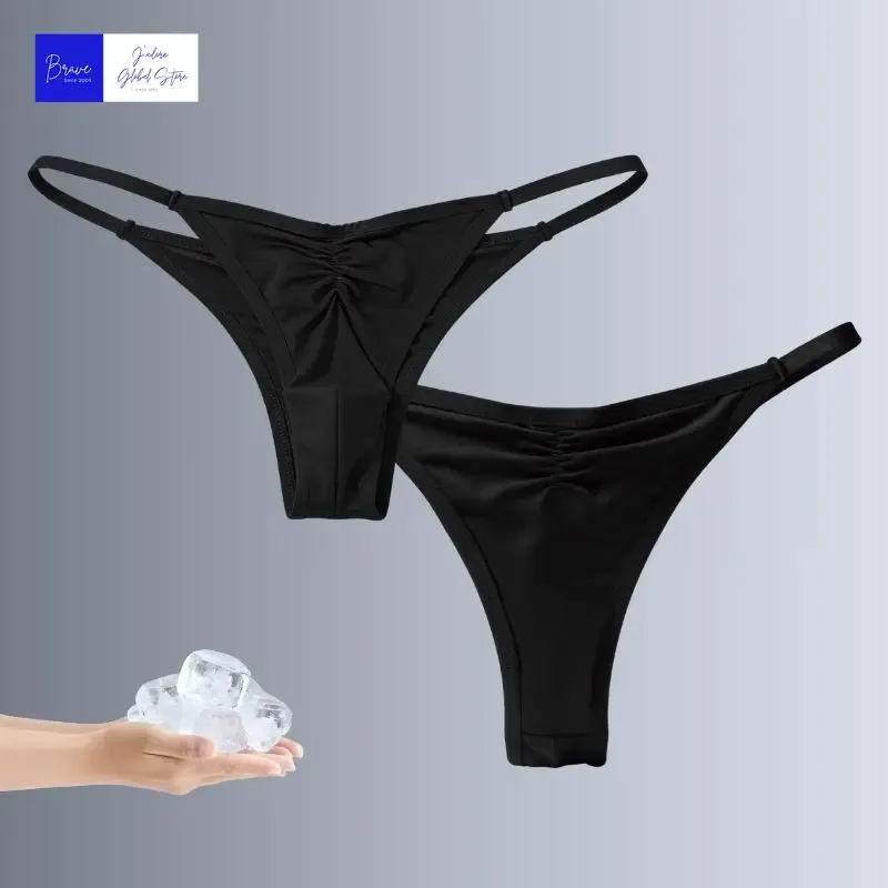 Cueca tanga de seda gelo masculina, tamanho americano, sexy, cintura baixa, fio dental, respirável, sem costura, costas em t, roupa íntima esportiva, tamanho grande — image 8