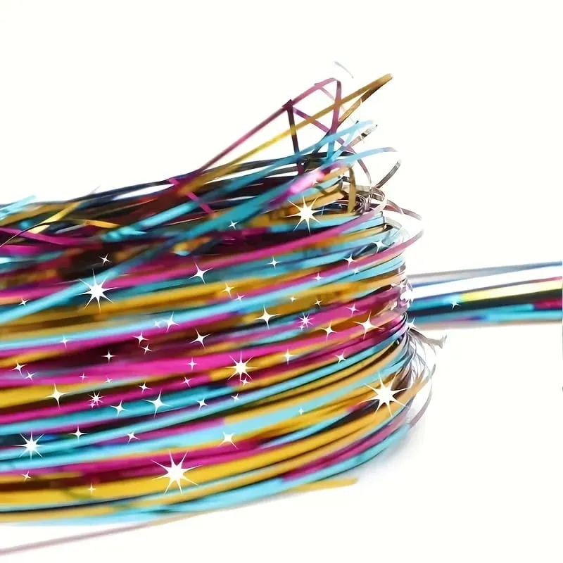 4 Packs 22inch Fairy Tinsel Hair Extensions Kit for Women Holographic Synthetic Hair Extension for Quick Hair Color Change — image 3