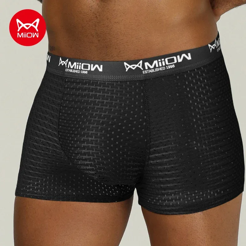 MiiOW Sexiga män Boxershorts Underkläder Mesh Andas Ice Silk Man Trosor Underkläder Kalsonger Boxershorts Plus Size L-4XL 2022