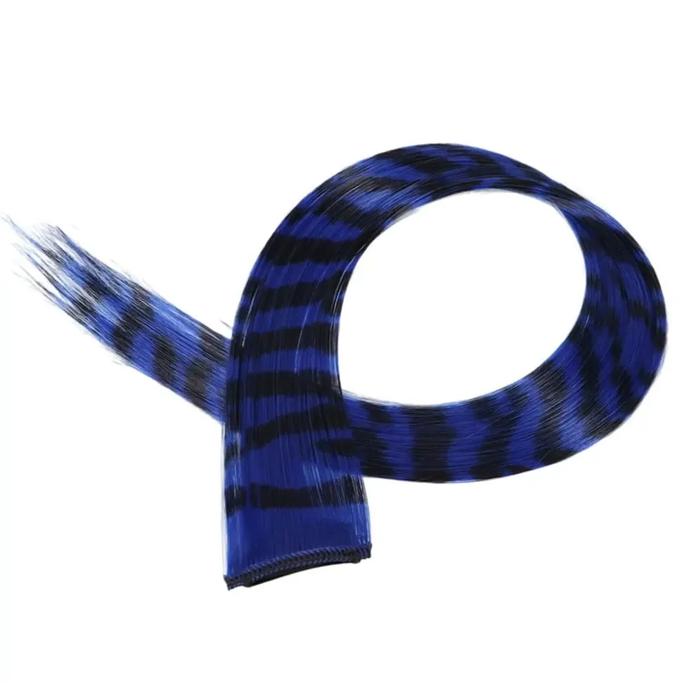 1Pc Clip-in Stripe Printed Synthetic Hair Colorful Long Straight Hair Pieces clip in Hair Extensions for Daily or Christmas wear — image 14