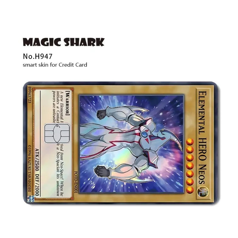 Magic Shark Yo-gi-oh Blue Eyes Dragon Game Shinny Holographic Laser Debit Credit Card Sticker Film Skin Front Cover