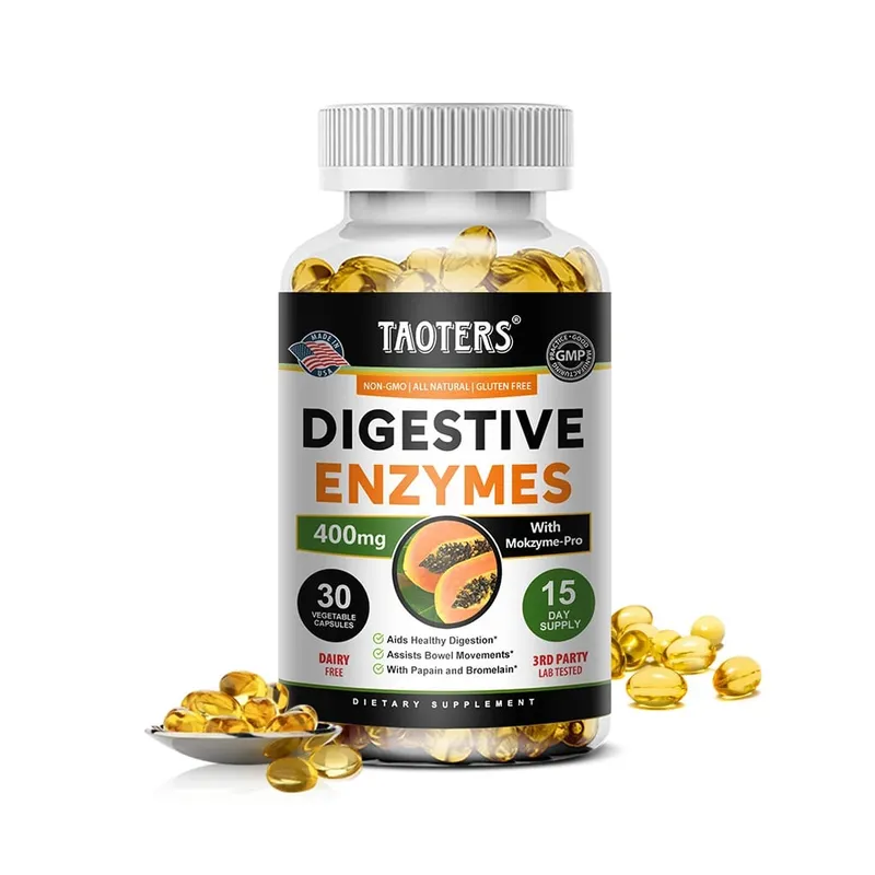 Suplemento de enzimas digestivas Cápsulas de enzimas digestivas para adultos, suporte benéfico do sistema imunológico para bactérias e digestão saudável