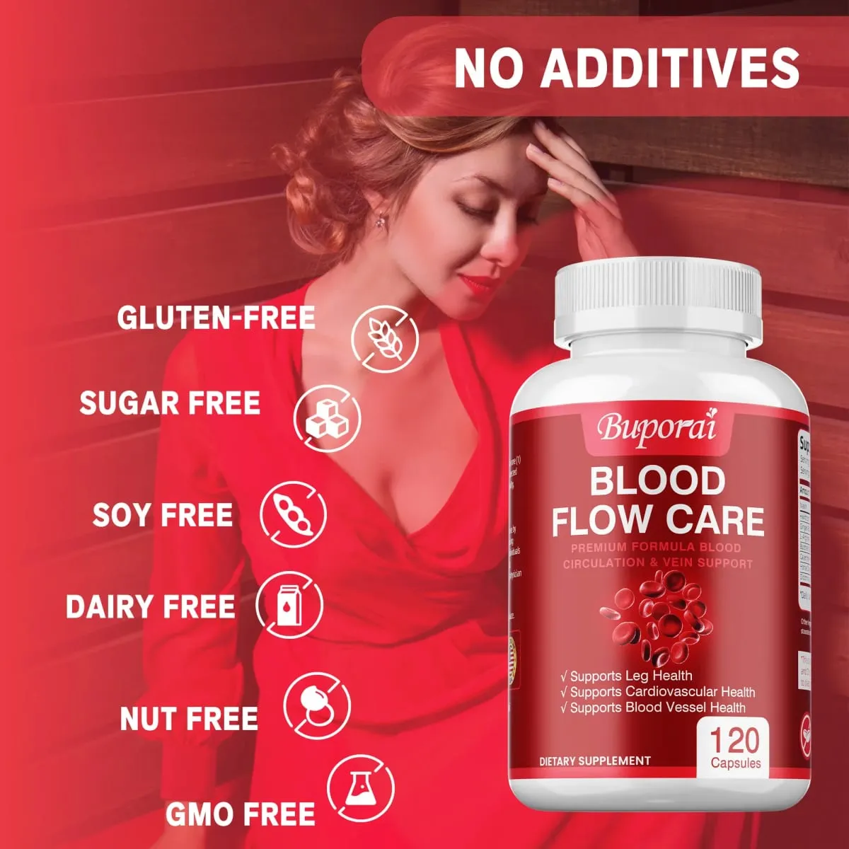 Blood Flow Care - Improves Hypoglycemia Lower Cholesterol Improves Circulation Supports Leg Veins and Cardiovascular Health