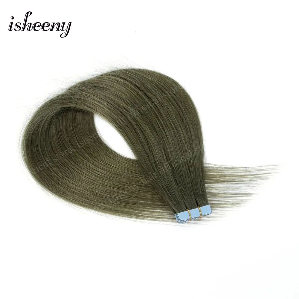 Isheeny 12' 16' 20' Tape In Hair Extensions Invisible Adhesive Tape In Hair Extension 10pcs/pack Pink Purple Blue Colorful Hair — image 9