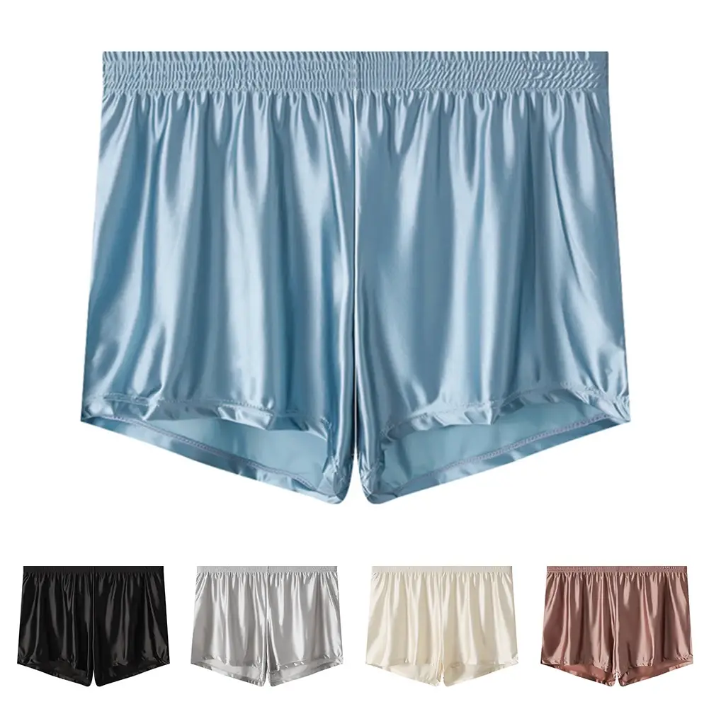 1 pz Uomini di Seta del Ghiaccio Liscia Solido Boxer Mutandine L-3XL di Grandi Dimensioni Allentato Degli Indumenti Da Notte Della Biancheria Intima Tronchi Senza Soluzione di Continuità Comodi Indumenti Da Notte — image 11