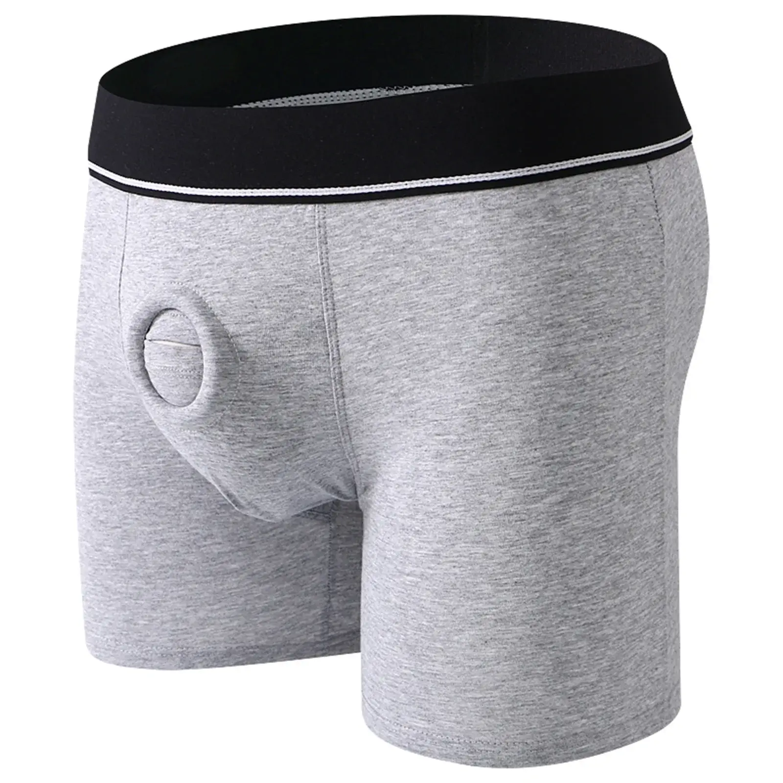 Anel peniano masculino sexy jock hole boxers cockring homem shorts roupa interior calcinha de algodão bolsa aberta cuecas longas boxershorts — image 2