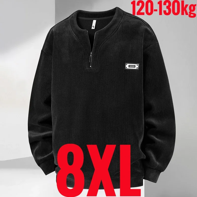 Extra Big Size Men's Sweatshirt Half Zip Pullover Corduroy Fleece Plus Large 6xl 7xl 8xl 9xl 10xl Autumn Winter Warm Casual Top — image 25