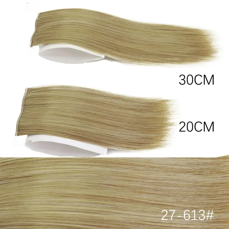 Syntetyczne 20 cm/30 cm niewidoczne proste podkładki klip w jednym kawałku do przedłużania włosów górna osłona boczna puszysta treska dla kobiet — image 15