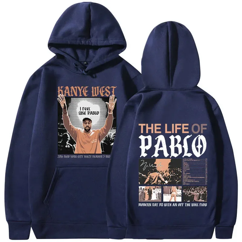 Rapper Kanye West Impressão gráfica Hoodies A VIDA DE PABLO Moletom Com Capuz Homens Mulheres Hip Hop Moda Vintage Oversized Moletons — image 4