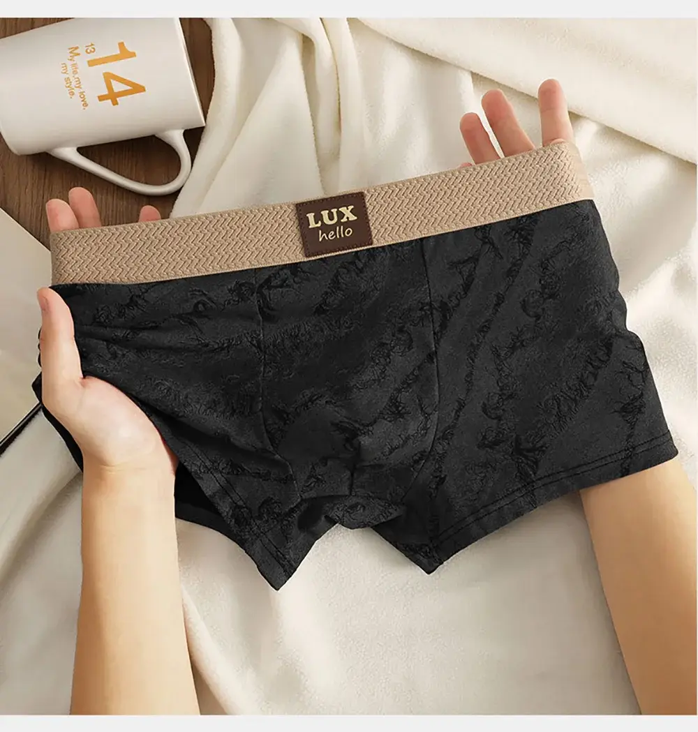 3 unids/pack 100% Boxers de algodón con estampado de lujo para Hombre malla 3D transpirable bolsa antibacteriana ropa interior cómodas bragas suaves para Hombre — image 8