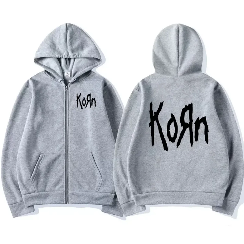 Korn Rock Band Letter Logo Zipper Hoodie Men's Metal Gothic Vintage Oversized Zip Up Hoodies Streetwear Punk Sweatshirts Jackets — image 12