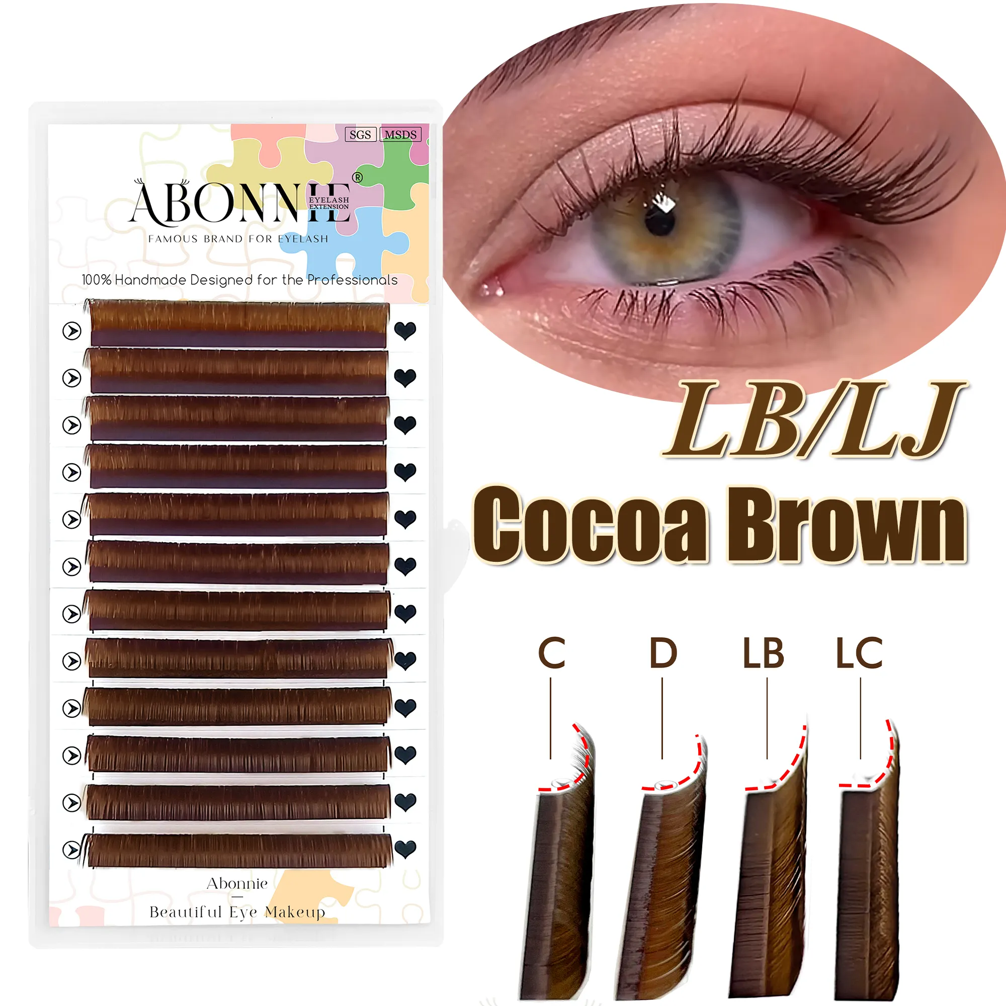 Abonnie LB Brown Lashes M Curl Classic Eyelash Extensions Foxy Eye Lash Cocoa Lashes Colored Eyelashes Fluffy Lashes — image 2