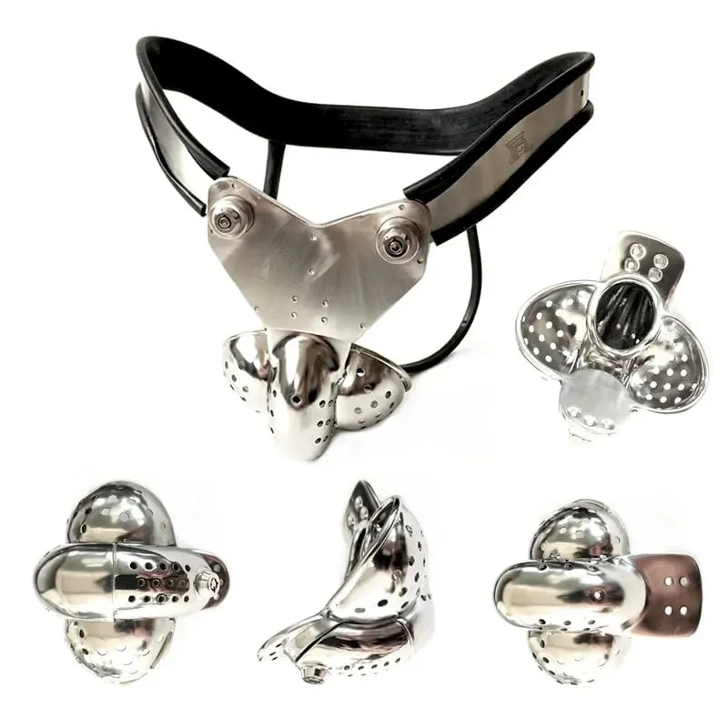 Male Stainless Steel Chastity Belt Cock Cage EMCC Lock Adjustable Metal Chastity Belt BDSM Pang-adultong Produkto Sex Toy para sa Mga Lalaki — image 1