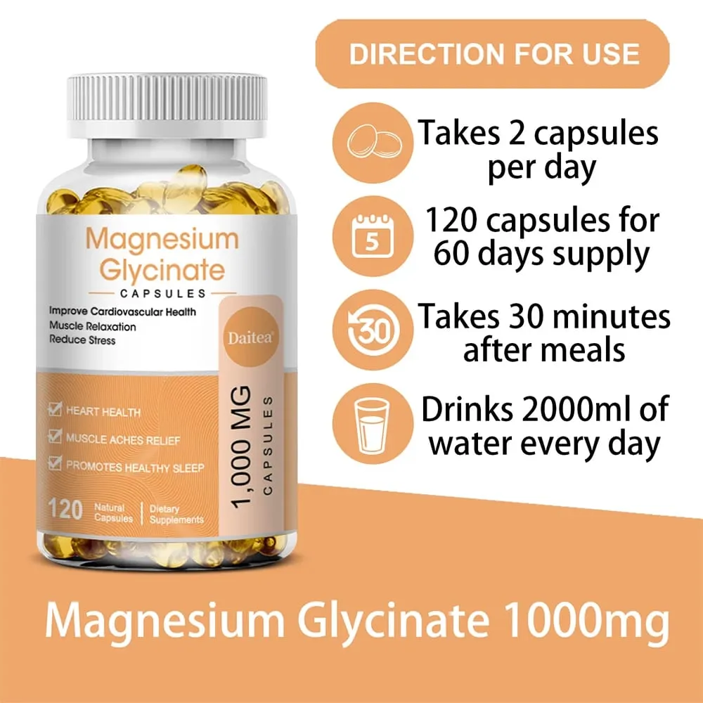 Suplemen Magnesium Glycinate dengan Vitamin Untuk Menggalakkan Tidur Semulajadi Mengurangkan Tekanan dan Kebimbangan serta Menyokong Kesihatan Tulang — image 6