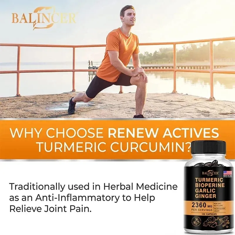 Turmeric Ginger Supplement Piperine 2360 Mg Supports Digestive & Immune Health Improves Inflammation & Promotes Joint Health