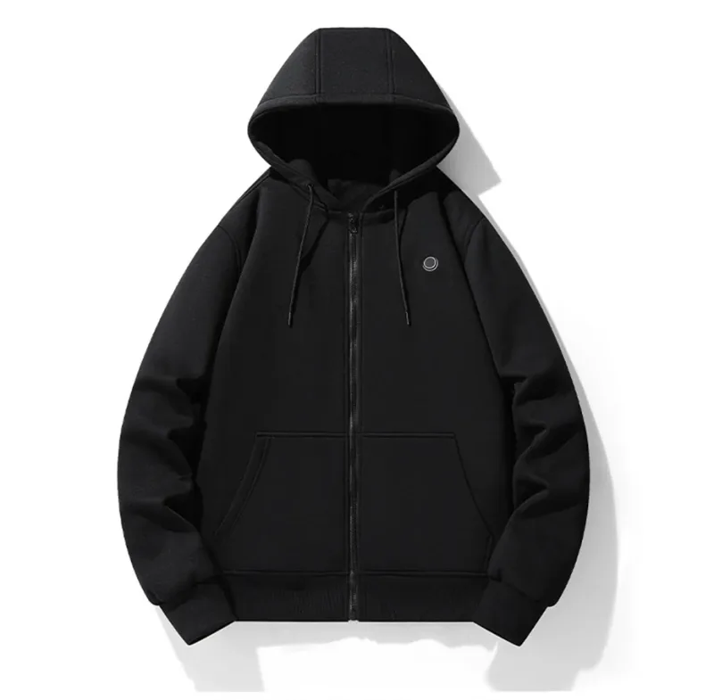 USB Heating Luvtröjor Herr Vinter Eluppvärmda Luvtröjor Jackor Uppvärmd Zipper Hoodie Infraröd 5 Värmeområden Jacka Svart Grå — image 17