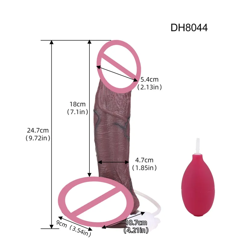 Silicone Lifelike Double Layers Ejaculating Penis Squirting Long Dildo With Sucker Anal Sex Toys Para sa Lalaki Babae Masturbator — image 18