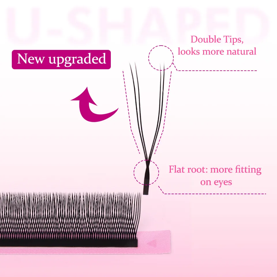U-Shaped 3D 4D 5D Eyelash Extensions Faux Mink Premade Fans Lashes Easy Grafting Hand Woven Matte Black Volume W YY Shape Lashes