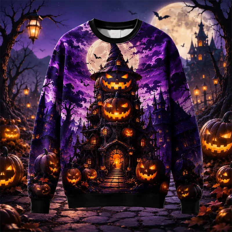 2026 nya pumpatryck halloween sweatshirts Mode trendiga långärmade semesterkläder tröja lösa Streetwear Hip Hop tröjor — image 2