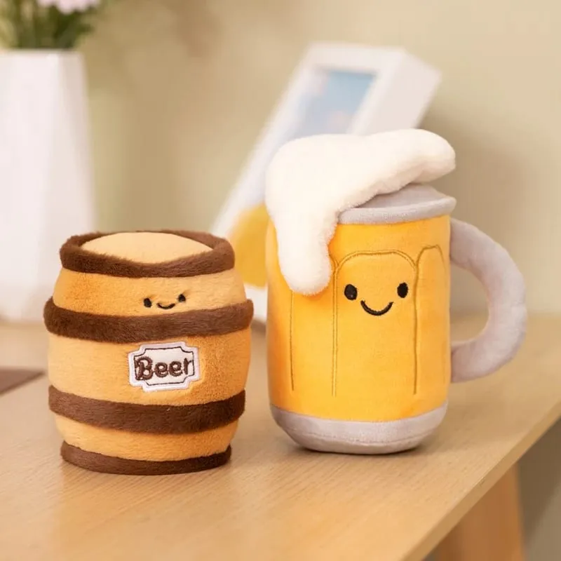 11~19cm Cute Beer Glass Bottle Drink Can Beer Barrel Plush Pillow Stuffed Kawaii Humanoid Plushie Party Prop Man Gift — image 7