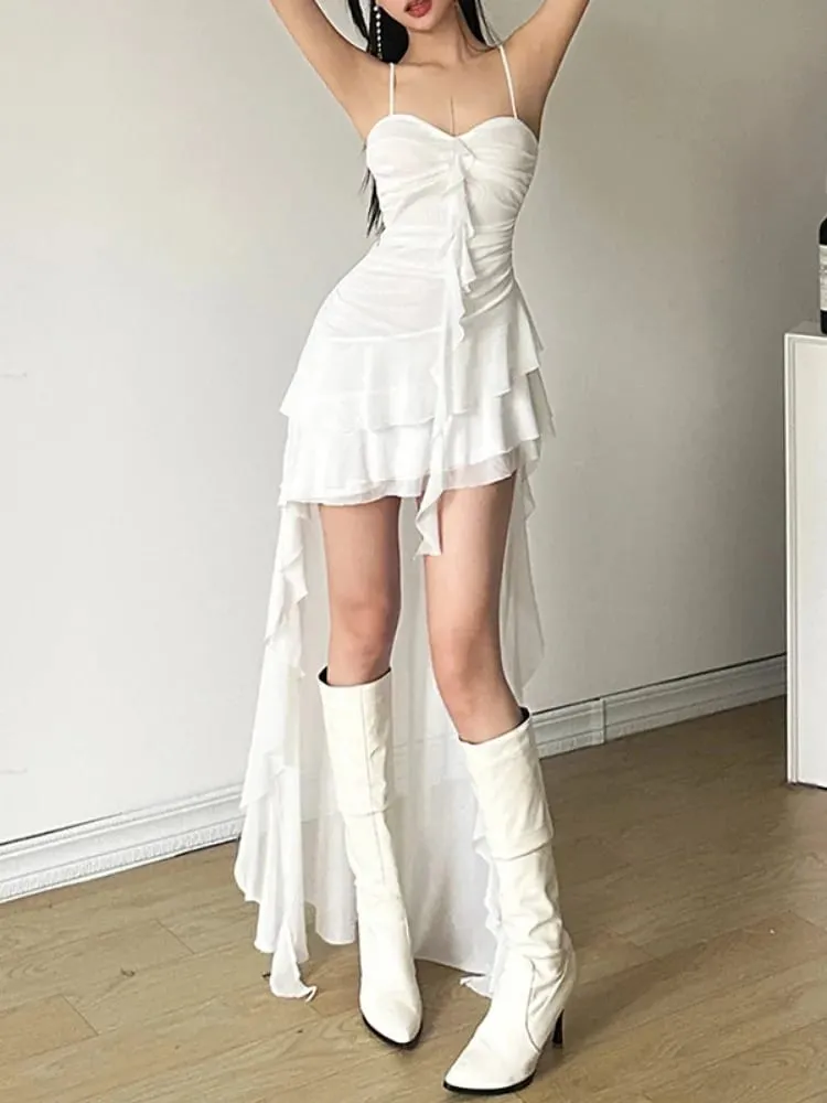 2026 Y2k Estetisk oregelbunden volangklänning Sexig rygglös Harajuku plisserade klänningar Streetwear ärmlös Bodycon Vestido De Mujer — image 3