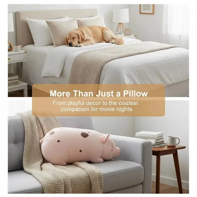3D Pig Fyld Pude Blød Vaskbar Hudvenlig Stof Plys Pude til Sofa Soveværelse Bilstøtte — image 3