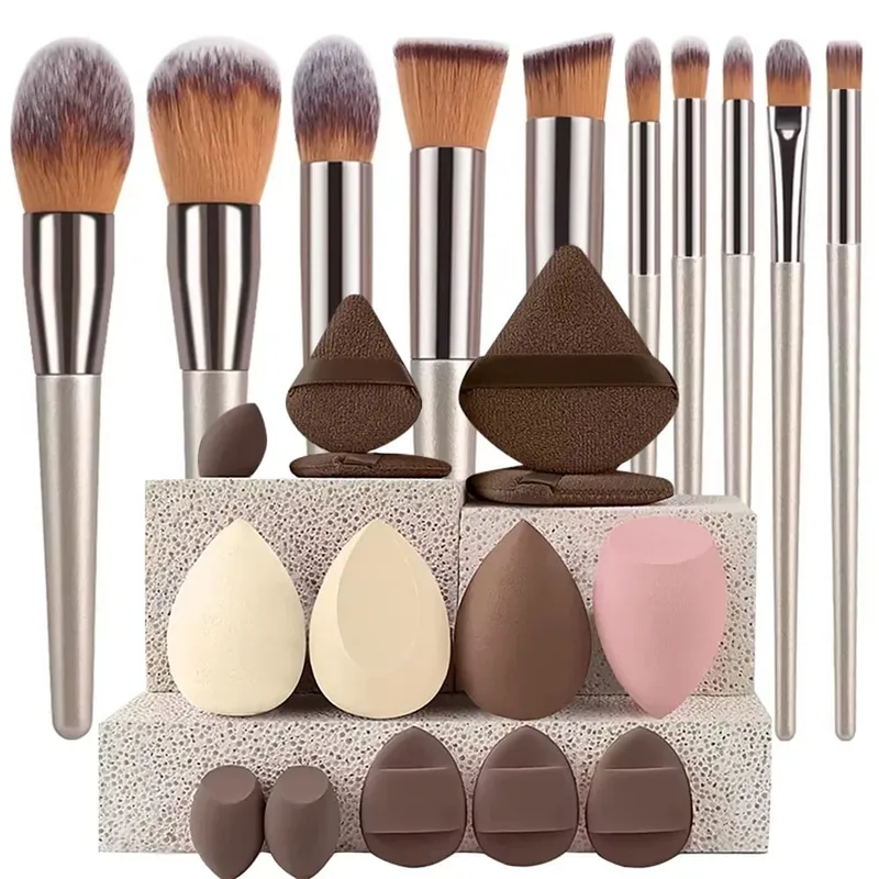 Makeup Brushes and Sponges Set Brown Makeup Puff Beauty Egg Headband Wristband Remover Kit Makeup Tool Gift 20/30 — image 7